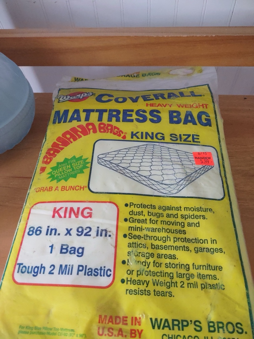 King size  yellow mattress bag NWT